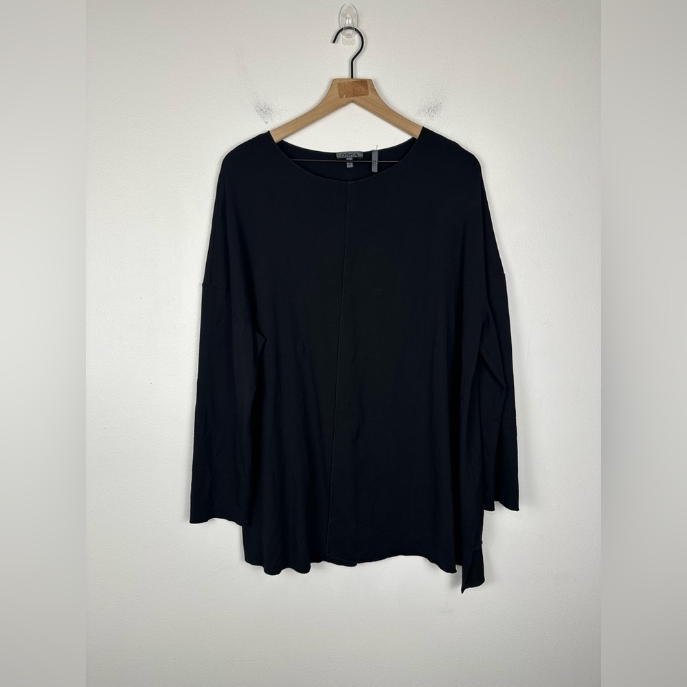 OSKA Women's Black Top Size M‎ Slinky Knit Tunic Lagenlook Minimalist